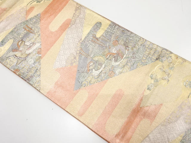 JAPANESE FUKURO OBI / SAGANISHIKI / WOVEN FLORAL PLANTS